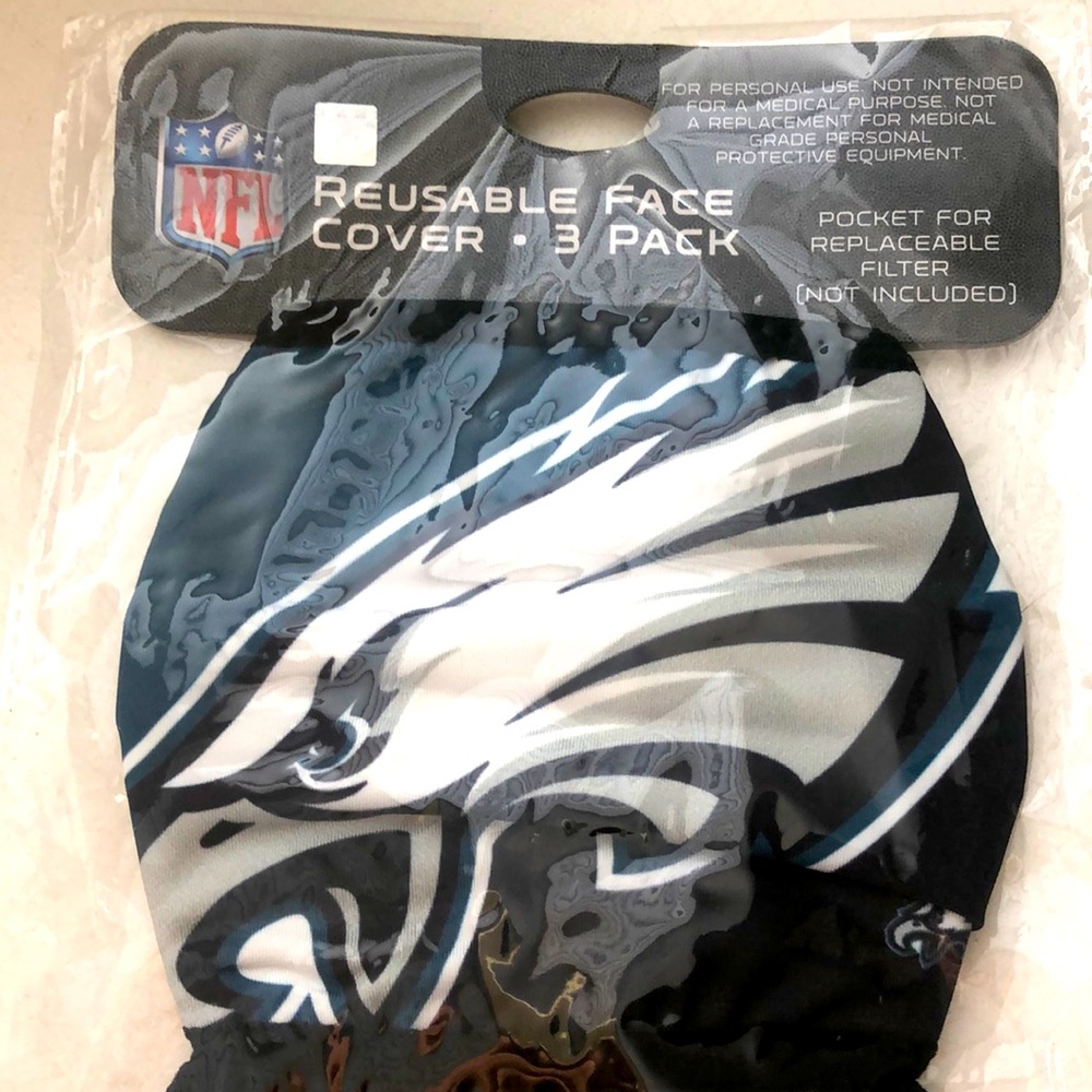 Philadelphia Eagles NFL Reusable Face Cover Masks 3 Pack! NWT!